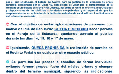 Comunicado del Ayuntamiento de Fernán Núñez y Policía Local con motivo del día de San Isidro