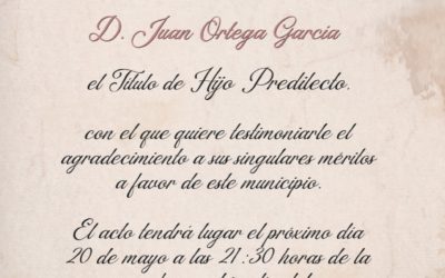 Acto nombramiento de D. Juan Ortega García como Hijo Predilecto de la Villa de Fernán Núñez